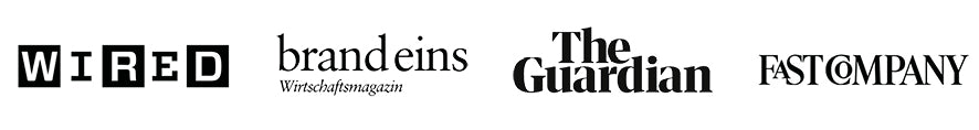 - WIRED
-brand eins Wirtschaftsmagazin
-The Guardian 
-FASTCOMPANY